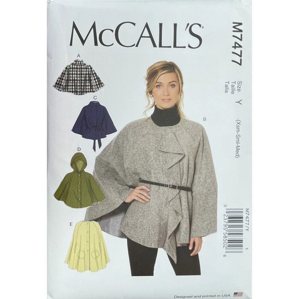 Pattern Misses Sz Y (XS-S-M) Capes & Belt McCall's M7477 New/Uncut